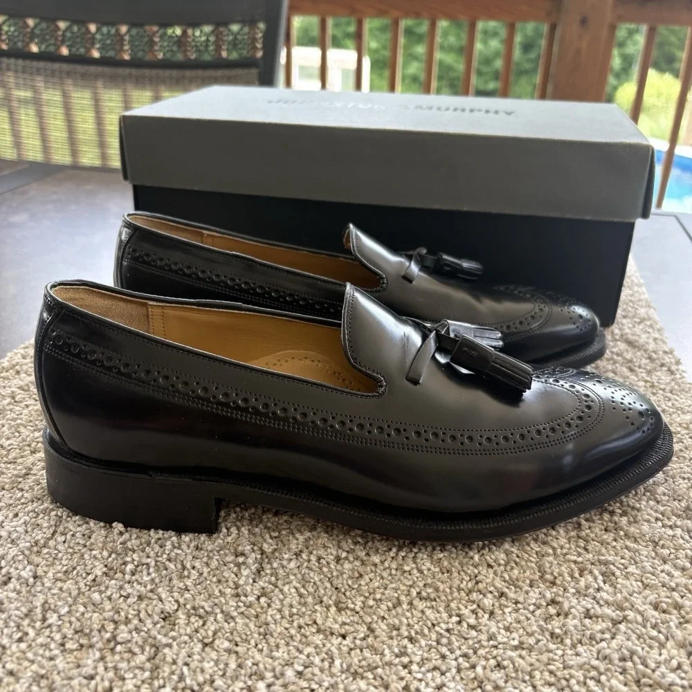 JOHNSTON & MURPHY Aristocrat Deerfield Black Wing Tip Dress Shoes Size 9